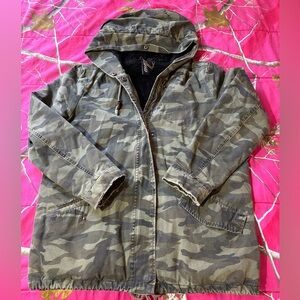Jou Jou Black Faux Fur Lined Camo Jacket